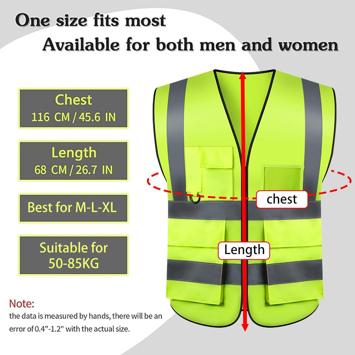 Safety Vests 20 Pack,Hi Vis Construction Vest with 5 Pockets and Zipper,Reflective Vest for Men Women Work One Size
