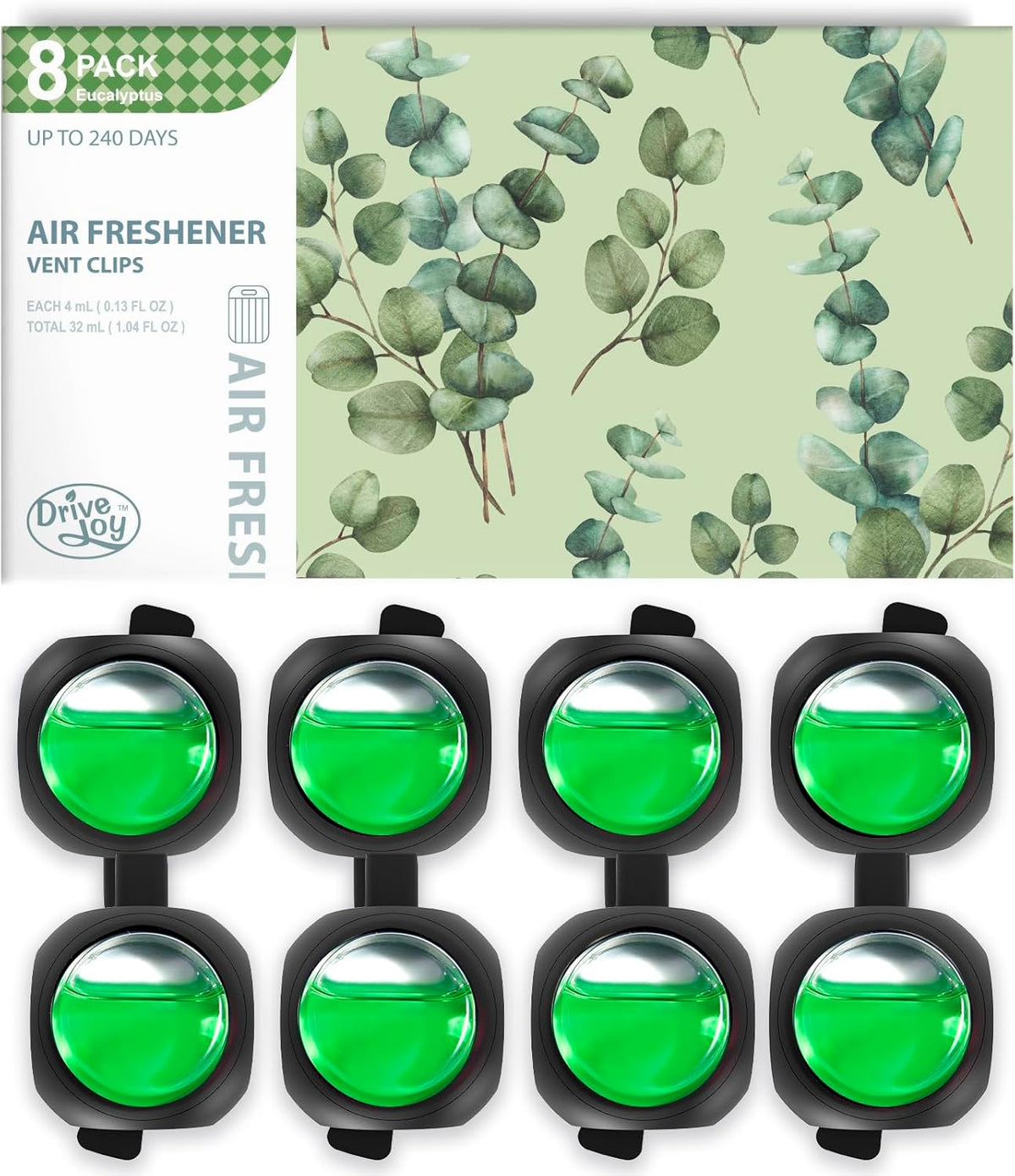 DRIVEJOY Car Air Freshener Vent Clips, 8 PK, 6 Ocean, 2 New Car Scent, Long Lasting Air Fresheners for Men & Women, Up to 240 Days, Odor Eliminator