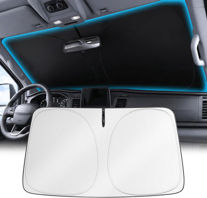 Wigoo Tesla New Model Y Accessories Windshield Sunshade [OEM Design, 100% Sun Blockage] Foldable Heat Insulation Sunshade with Storage Bag, for Model Y 2020~2026 (Juniper), Silver Coating - Colors B