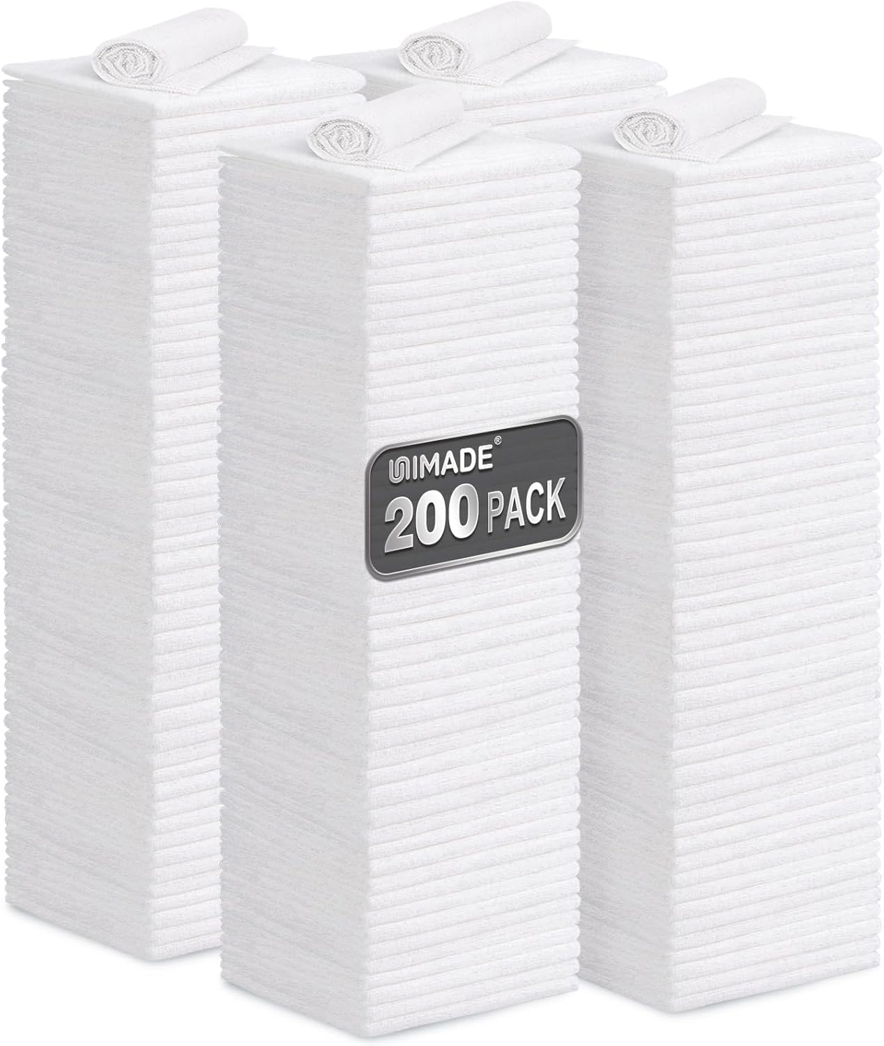 UNIMADE Microfiber Cleaning Cloth, 100 Pack Microfiber Towels for Cars Commercial Grade Work Rags Bulk Detailing Cloth for Automotive Bar Mechanic Restaurant Garage Housekeeping, 11.5"x 11.5", Grey