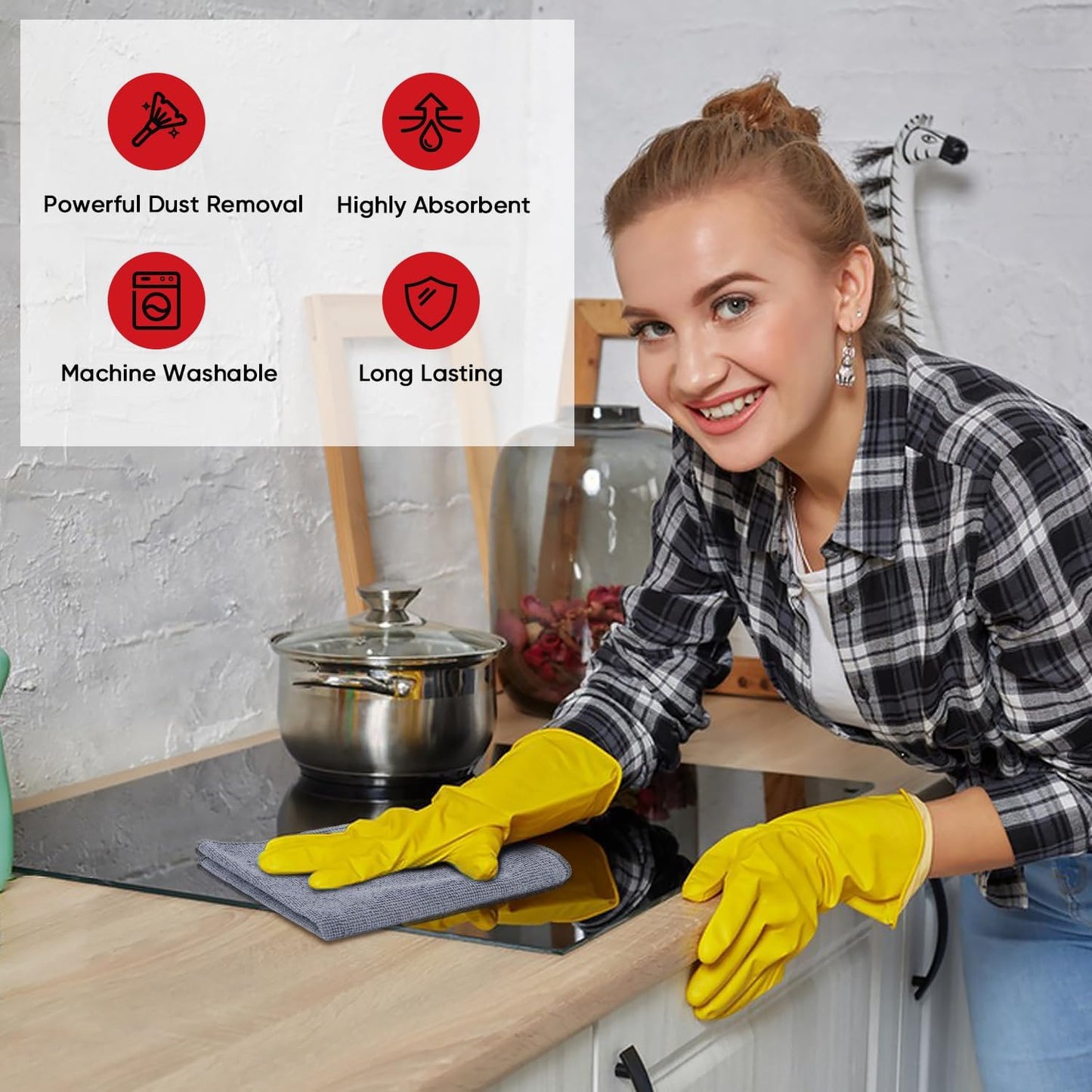 AIDEA Microfiber Cleaning Cloth 24 Pack, Microfiber Towels for Cars, Soft & Absorbent Cleaning Rags, Premium Lint Free Shop Towels for House, Kitchen, Car, 12inx16in