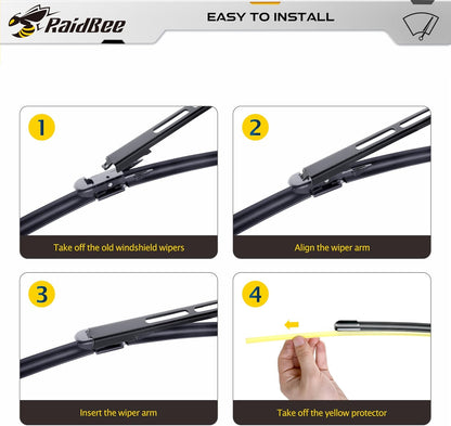Raidbee® 26"+26" Windshield Wiper Blades Replacement for Ford Fusion 2013 2014 2015 2016 2017 2018 2019 2020 Genuine OEM Quality 2 Pack - Colors A