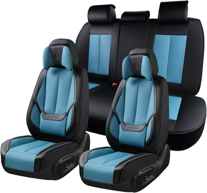 Coverado Seat Covers Full Set, Black Seat Covers for Cars 5 Seats, Car Seat Protector, Waterproof Nappa Leather Car Seat Cushion, Front and Rear Car Seat Cover Fit for Most Sedans SUV Pick-up Truck - Colors B