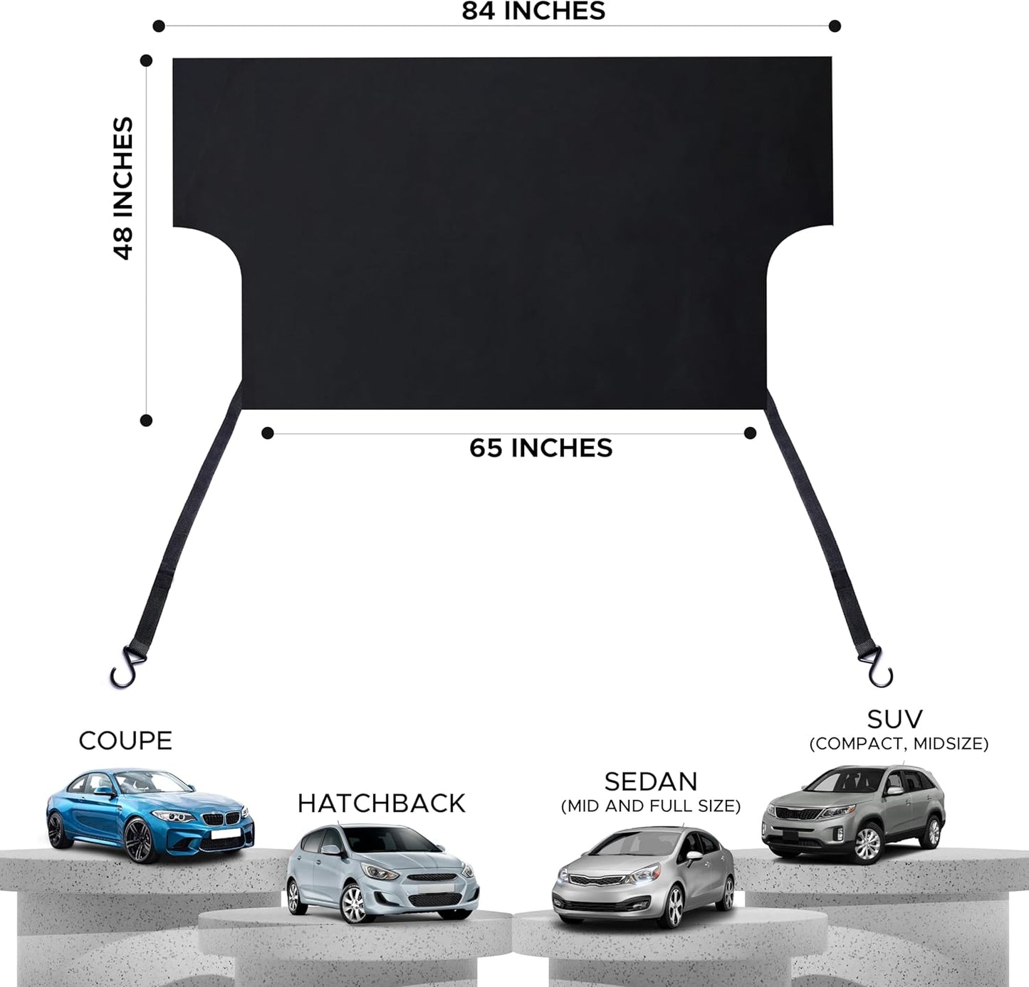 EcoNour Windshield Cover for Ice and Snow - Universal Fit for Car, SUV, Truck, Heavy Duty 600D Oxford Fabric Frost Protector for Ice & Sleet, Includes Anti-Theft Straps, Medium (69"x42")