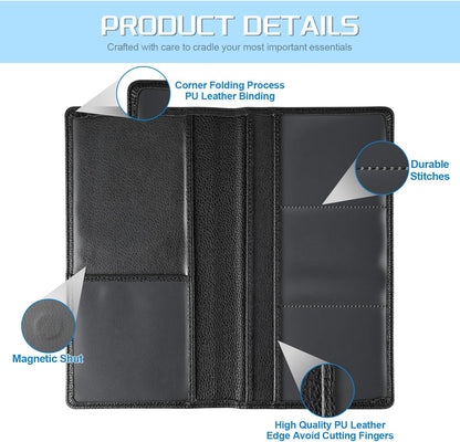 JUSTTOP 1Pack Car Registration and Insurance Holder,Car Document Holder for Cards License with Magnetic Shut,Vehicle Glove Box Car Organizer for Documents, Cards, License(Black)