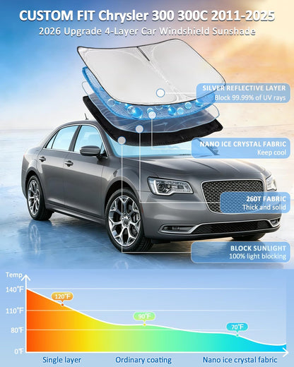 for Toyota Tacoma 2016-2023 2024 2025 2026 Sun Shade Sunshade Windshield Cover - 4 Layers Front Window Shade Custom Fit Tacoma 2Dr 4Dr Pickup Sun Visor 240T Shade Blocks UV Rays Car Accessories - Colors D