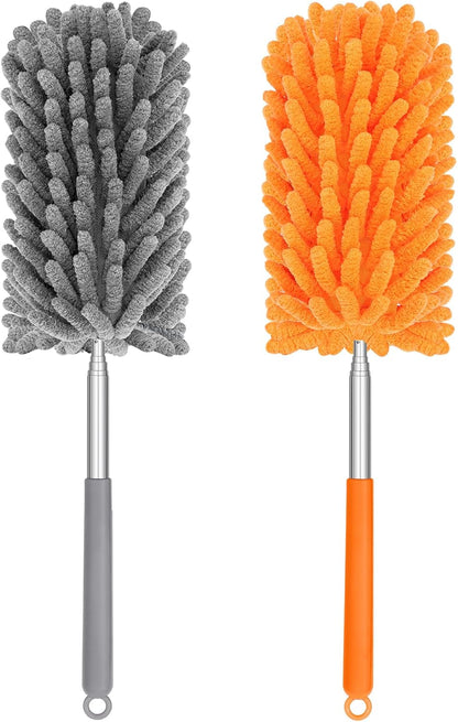 Mini Duster for Cleaning, 360° Bendable Hand Dusters with Extension Pole, Washable Small Duster for Car Interior, Office, Furniture