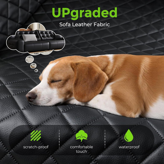 SUV Cargo Liner for Dogs, Upgraded Scratch-proof Leather 14.17" Heightened Side Flaps, 53.15" x40.55" Waterproof Non-Slip Trunk Liner with Bumper Flap, Universal Fit for SUVs Sedans Vans 3-Row SUV