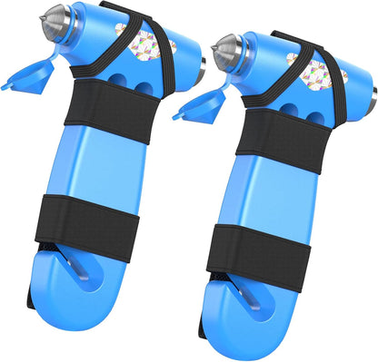 Car Safety Hammer, 2PCS Black 3-in-1 Emergency Escape Tool with Window Breaker and Seat Belt Cutter, Safety Emergency Car Escape Tool for Car, Office, Home