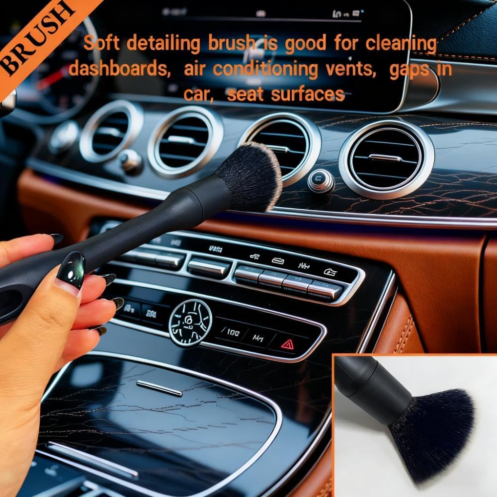 8 PCS Car Detailing Brush Set, Car Interior and Exterior Soft Bristle Cleaning Brushes, 4 Different Detailing Brushes for Auto Detailing, Dashboard, Vents, Wheels and Tires