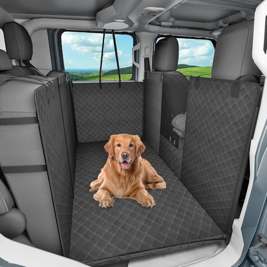 Back Seat Extender for Dogs,Hard Bottom Car Seat Cover for Dogs with Mesh Window,Waterproof Backseat Pet Cover Hard Bottom-Dog Car Seat Cover for Back Seat Dog Hammock for Car/SUV