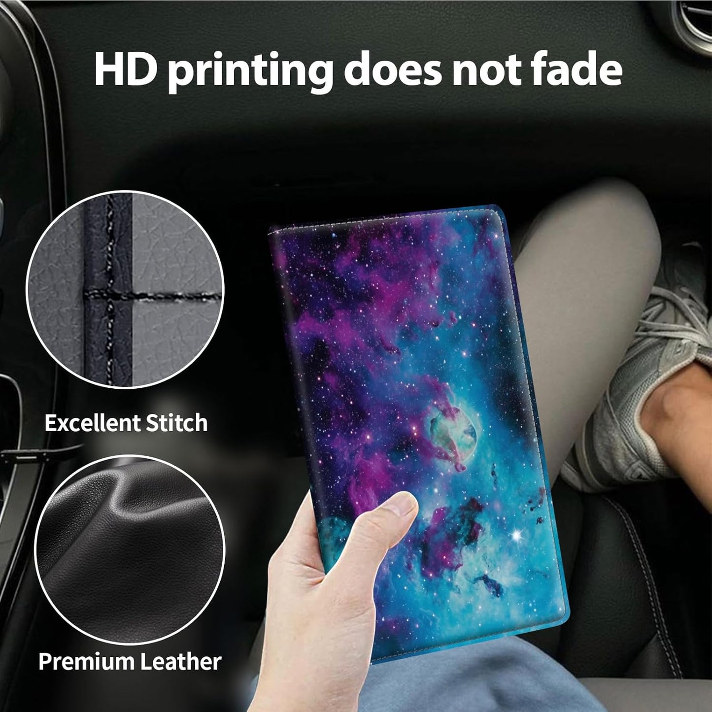 Car Registration and Insurance Holder, Leather Car Glove Box Organizer, Cool Car Accessories for ID, Driver's License Cards & Essential Document, business cards, Men&Women, Retro Audio Cassette