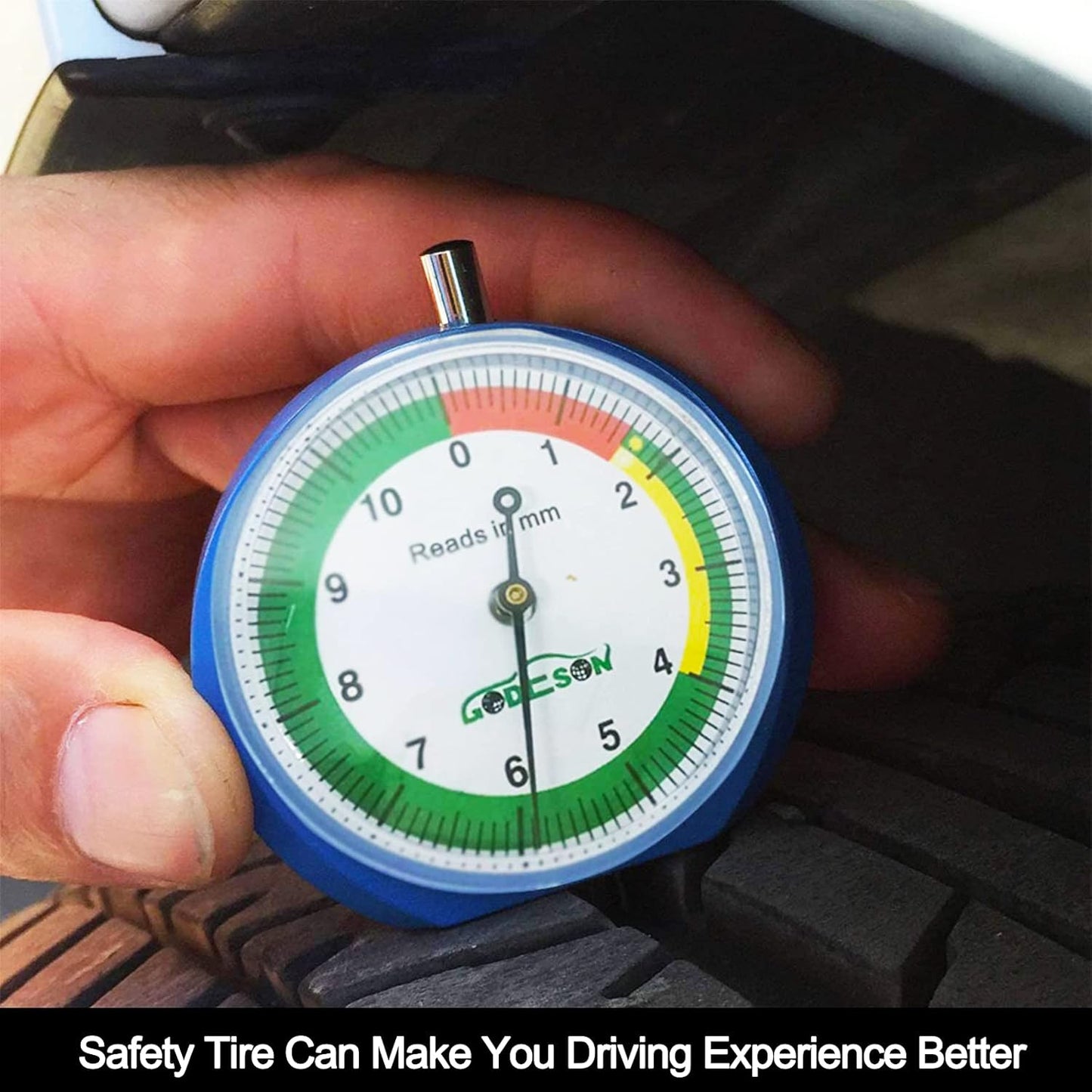 GODESON Dial Type Tire Tread Depth Gauge 88703 Professional for Motorcycle, car,Truck and Bus