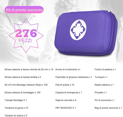 276PCS First Aid Kit Home Car Camping Hiking Emergency Supplies Small Compact Lovely Bag for School Outdoor, Basic Outdoor Essentials Survival Kit for Travel AMORNING