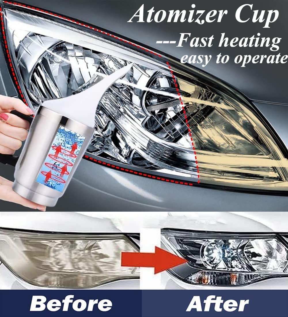 Headlight Restoration Car Headlight Lens Scratch Repair Polish Tool with 100 ml Restoration Liquid,Auto Headlight Vapor Renovation Kit with UV Block Coat to Remove Yellowing/Scratch/Haze/Oxidation