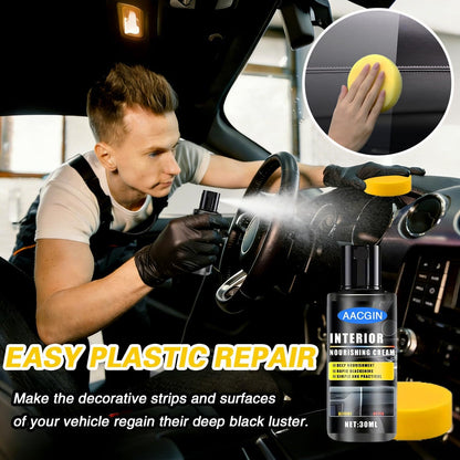 2 Pack Car Black Plastic Trim Restorer, Restore Faded Vinyl Rubber Surfaces, UV Protection Deep Shine Polishing Agent, Exterior Interior Auto Detailing Care 30ml