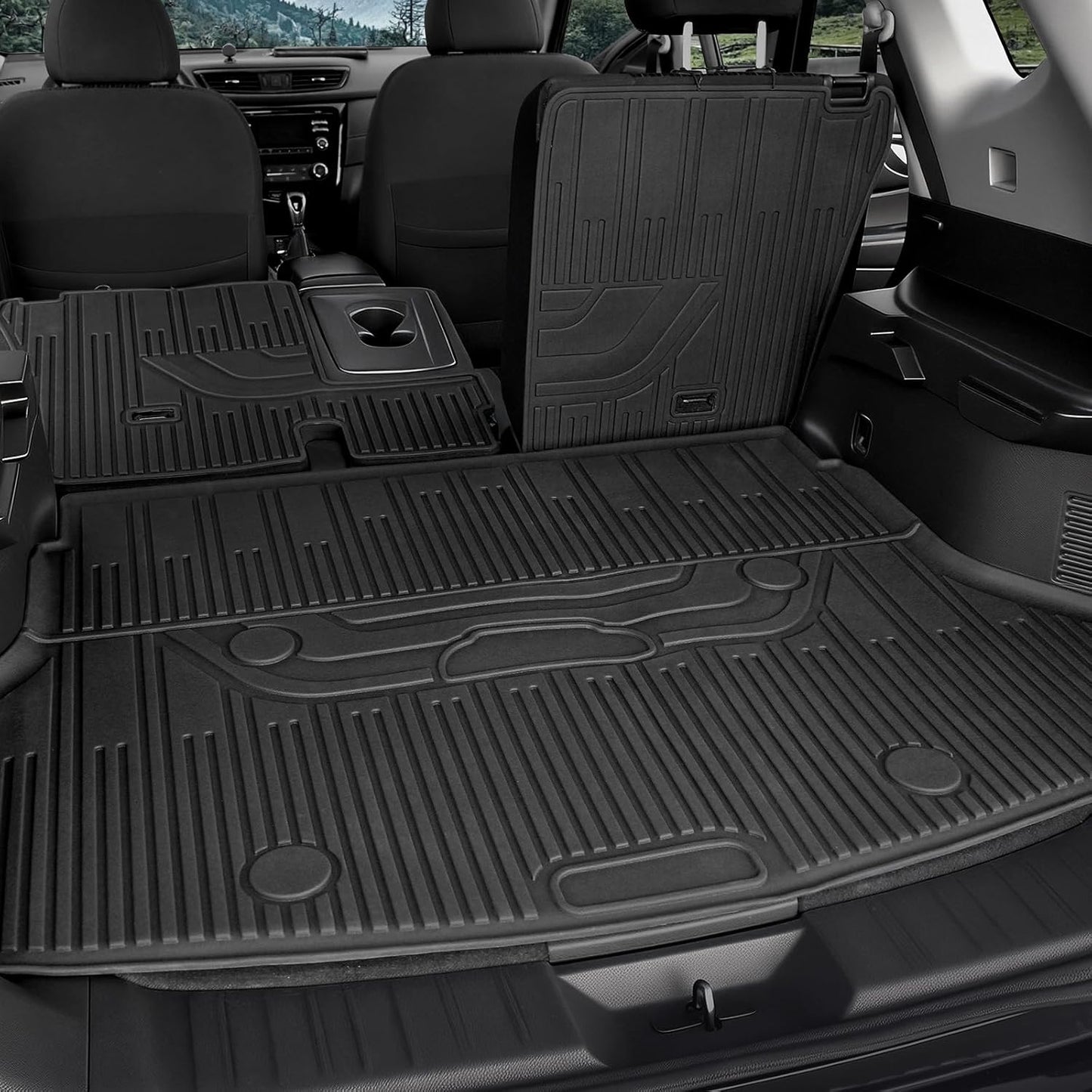 Floor Mats Set for Nissan Rogue 2026 2025 2024-2021 Accessories, Full Coverage All Weather Floor Mats Cargo Mat with Backrest Protectors & Door Sill Guards (Not for Sport)