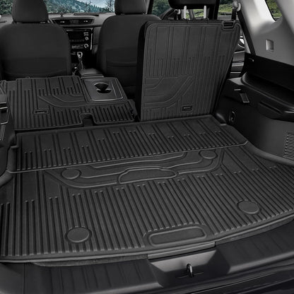 Floor Mats Set for Nissan Rogue 2026 2025 2024-2021 Accessories, Full Coverage All Weather Floor Mats Cargo Mat with Backrest Protectors & Door Sill Guards (Not for Sport)