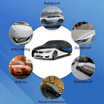 Car Cover Waterproof All Weather for Automobiles, Universal Fit Sedan Coupe Chevrolet Corvette/Camaro, Ford Mustang/Fusion, Honda Accord/Civic, KIA Optima, Hyundai Sonata, Nissan Maxima etc.
