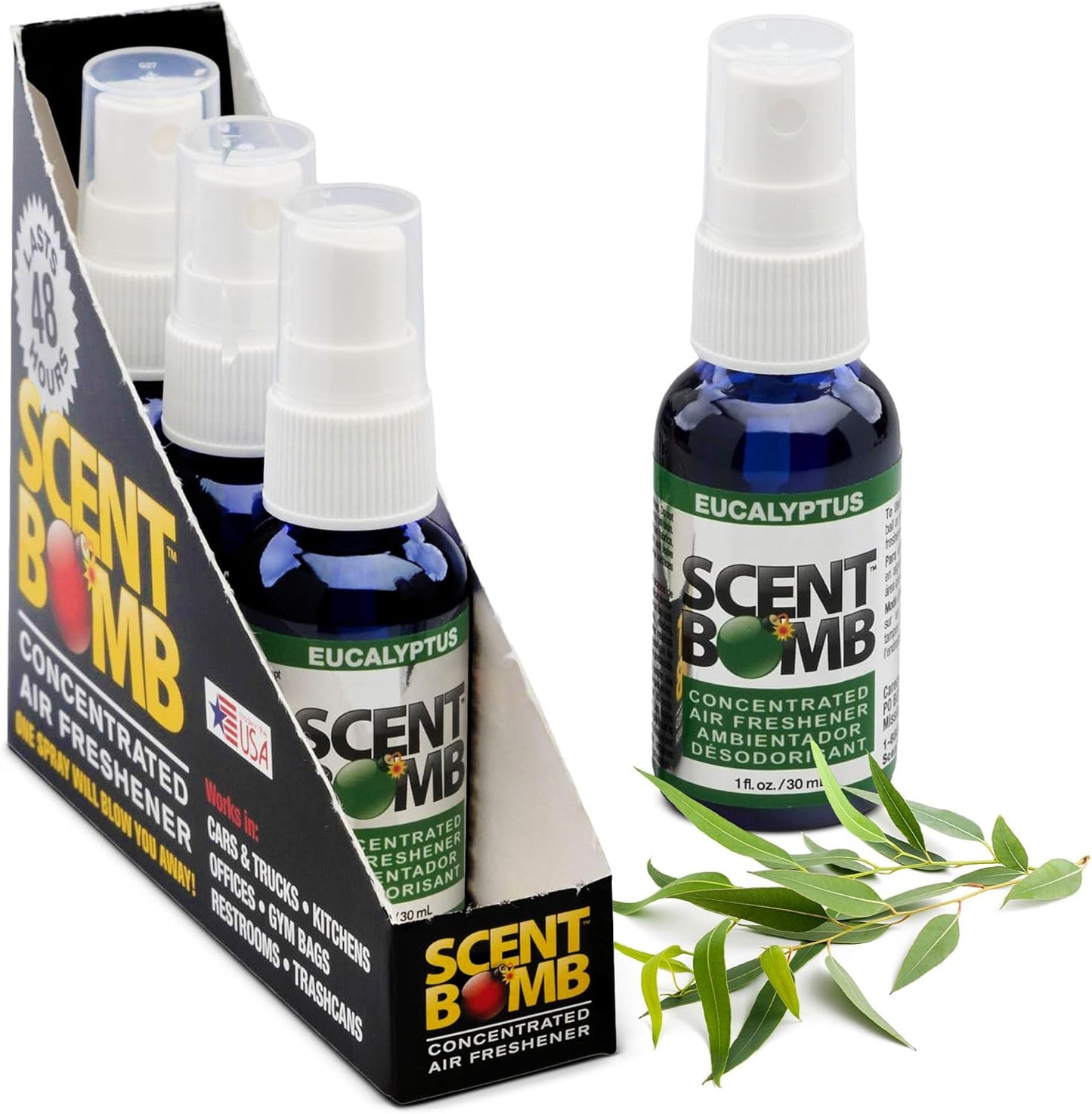 Scent Bomb Air Freshener Spray, Long-Lasting Odor Eliminator - Effective Deodorizer for Home & Car, Fresh Room Spray for Kitchen, Bathroom & Smell Neutralizer - 1 oz Pack of 4, Black Cherry Scent