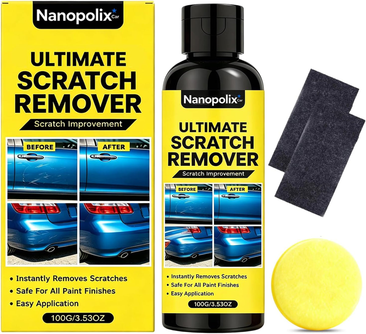 Scratch Remover – Eliminate All Car Scratches in 60 Seconds, Cloth Scratch Remover Kit, for Minor Car Paint & Scratch Repair, Swirl & Water Spots Remover (1pc, 100g)