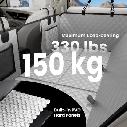 Dog Car Seat Cover for Back Seat, Waterproof Leather Fabric Back Seat Extender for dogs 52.4 * 24.4in, Foldable in The Car, Hard PVC Panels Bottom Support to 330 lbs, for Cars/Mid-Size SUV/Small Truck