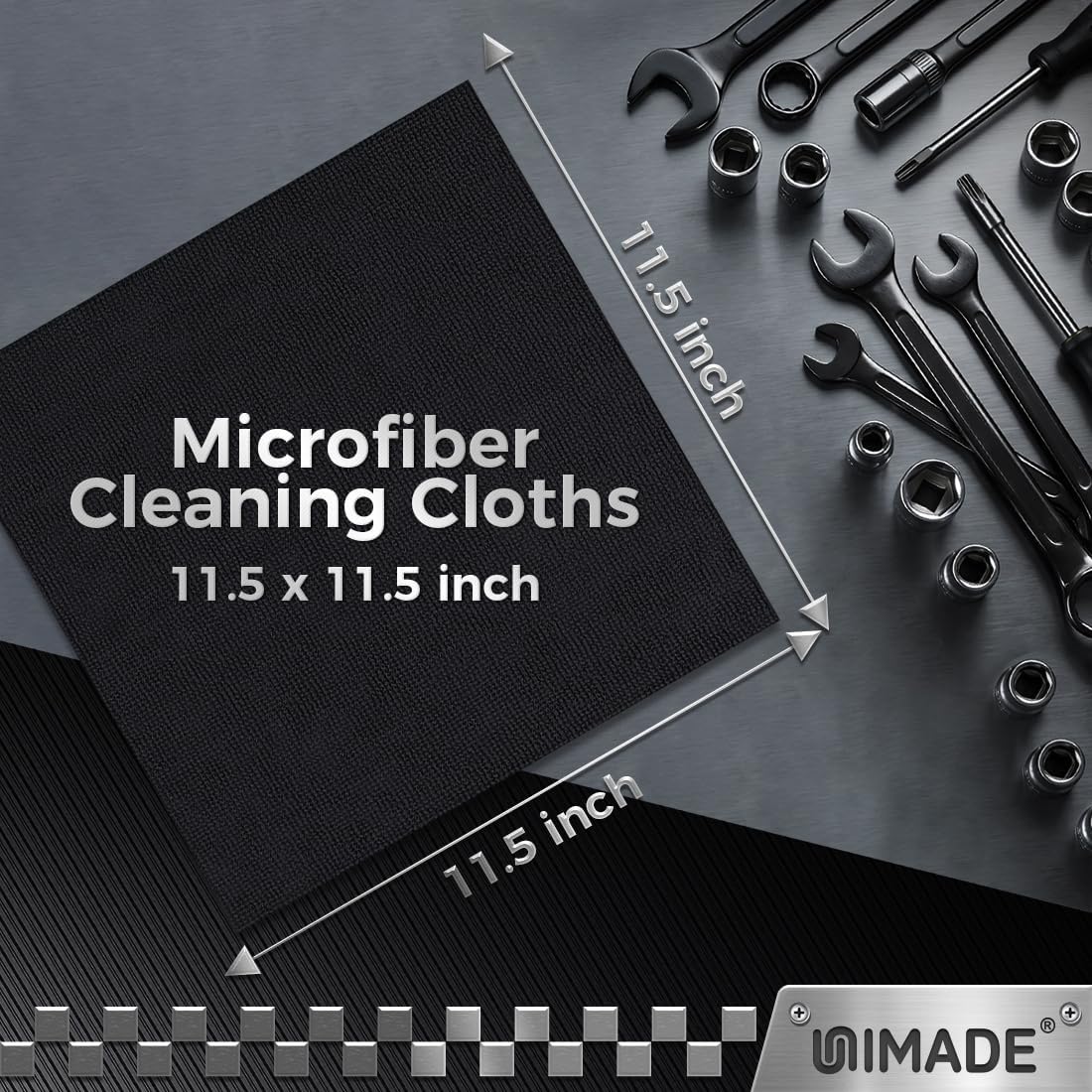 UNIMADE Microfiber Cleaning Cloth, 100 Pack Microfiber Towels for Cars Commercial Grade Work Rags Bulk Detailing Cloth for Automotive Bar Mechanic Restaurant Garage Housekeeping, 11.5"x 11.5", Grey