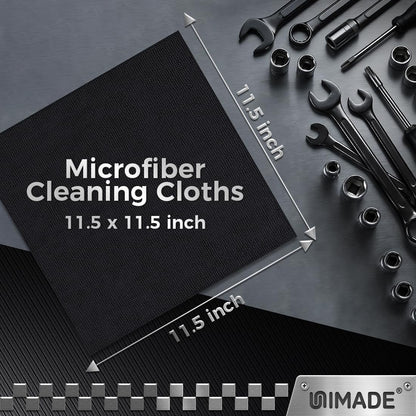 UNIMADE Microfiber Cleaning Cloth, 100 Pack Microfiber Towels for Cars Commercial Grade Work Rags Bulk Detailing Cloth for Automotive Bar Mechanic Restaurant Garage Housekeeping, 11.5"x 11.5", Grey