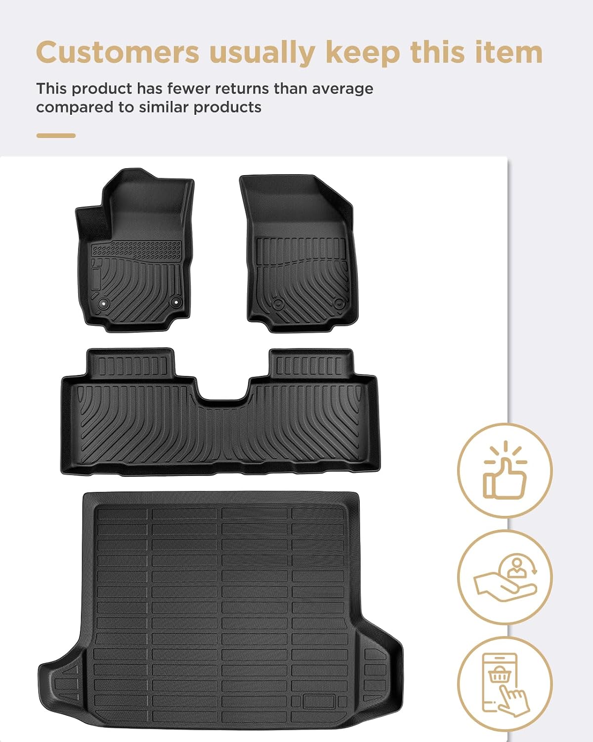 for Chevy Equinox Floor Mats 2024 2023 2022 2021 2020 2019 2018, for GMC Terrain Floor Mats 2018-2024, for Equinox All Weather Mats Cargo Liners Trunk Carpet Rubber Car Accessories