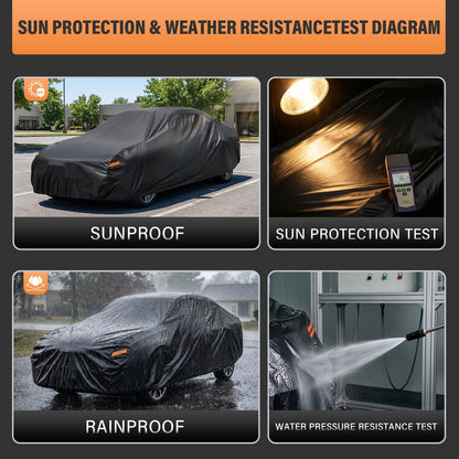 Kayme Sedan Car Cover Waterproof All Weather for Automobiles - See Vehicle Size Chart for Accurate Fit - Outdoor Full Exterior Cover Sun Rain Snow UV Protection with Zipper. Size A4 (See Size Chart)