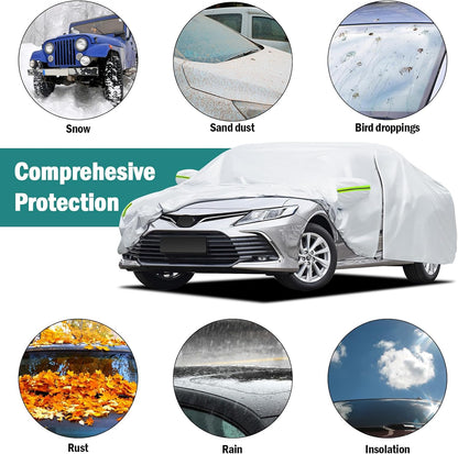 Car Cover Custom Fit for Toyota Corolla 2000-2025, Honda Civic 1991-2025, Waterproof All Weather Full Exterior Cover Rain Sun Protector Car Cover with Door Zipper