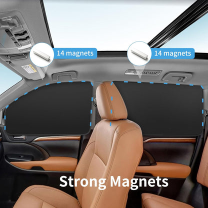 Car Window Sun Shades Curtains - Magnetic Privacy Curtains Side Window Sun Shades 100% Block Light Car Window Covers with Cooler Feeling 4Pcs, Thicken(Thickset, 4pcs)
