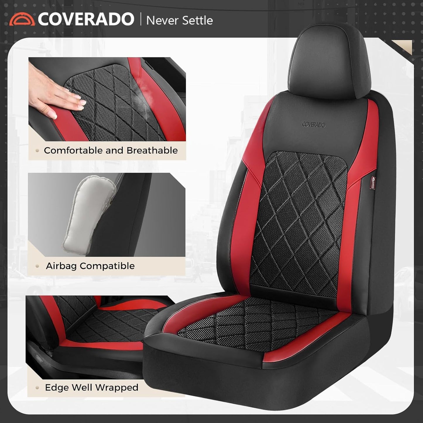 Coverado Car Seat Covers, Seat Covers Full Set, 5 Seats Automotive Seat Cover, Mesh Breathable Seat Protectors, Universal Fit for Most Cars