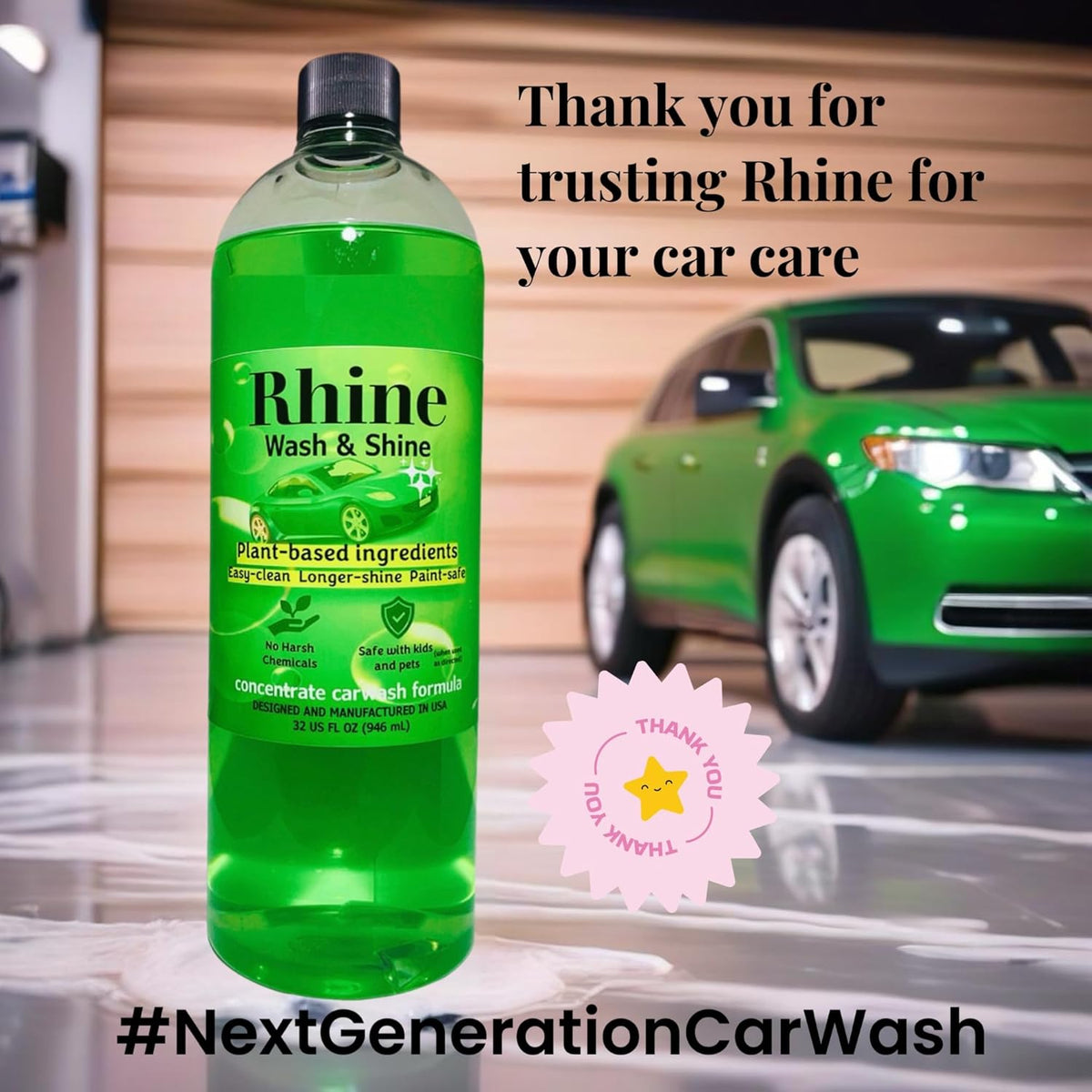 Plant-based Eco-friendly Car Wash Soap, Non-Toxic, Moderate-Foam Concentrated Soap with rinse & no-rinse options