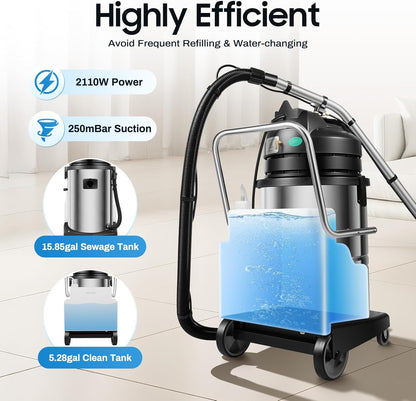 40L/11Gal Commercial Carpet Cleaner, 3 in 1 Multi-Purpose Floor Cleaning Machine Heavy Duty Extractor Vacuum Washing Machine, 1049W Powerful Sofa Curtain Carpet Cleaning Machine