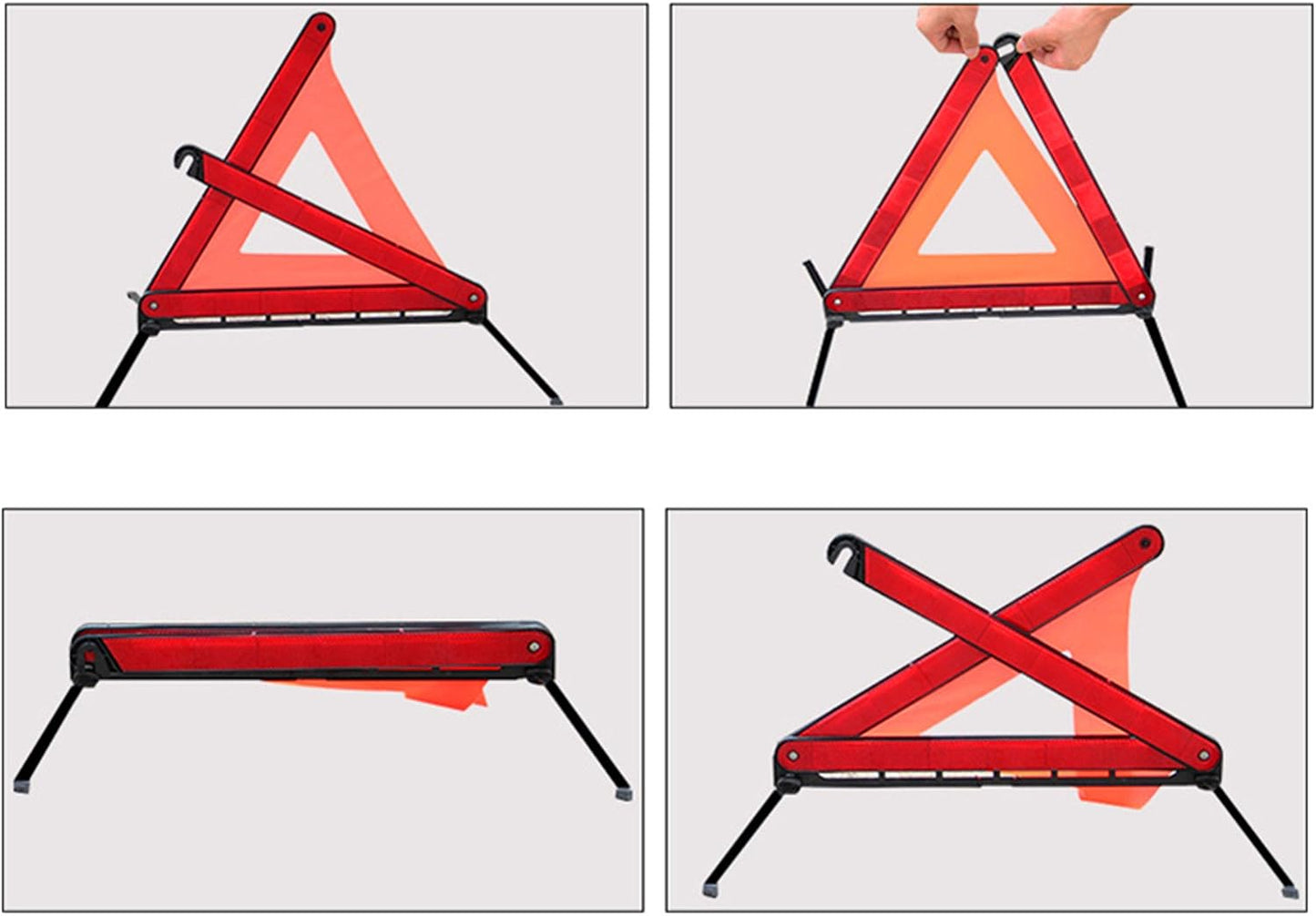 KAFEEK Reflective Warning Triangle for Vehicles, Emergency Warning Triangle Roadside Safety Triangle Kits, Day and Night Visibility for Car Breakdowns, Accidents, Fog Rain, 3-Pack