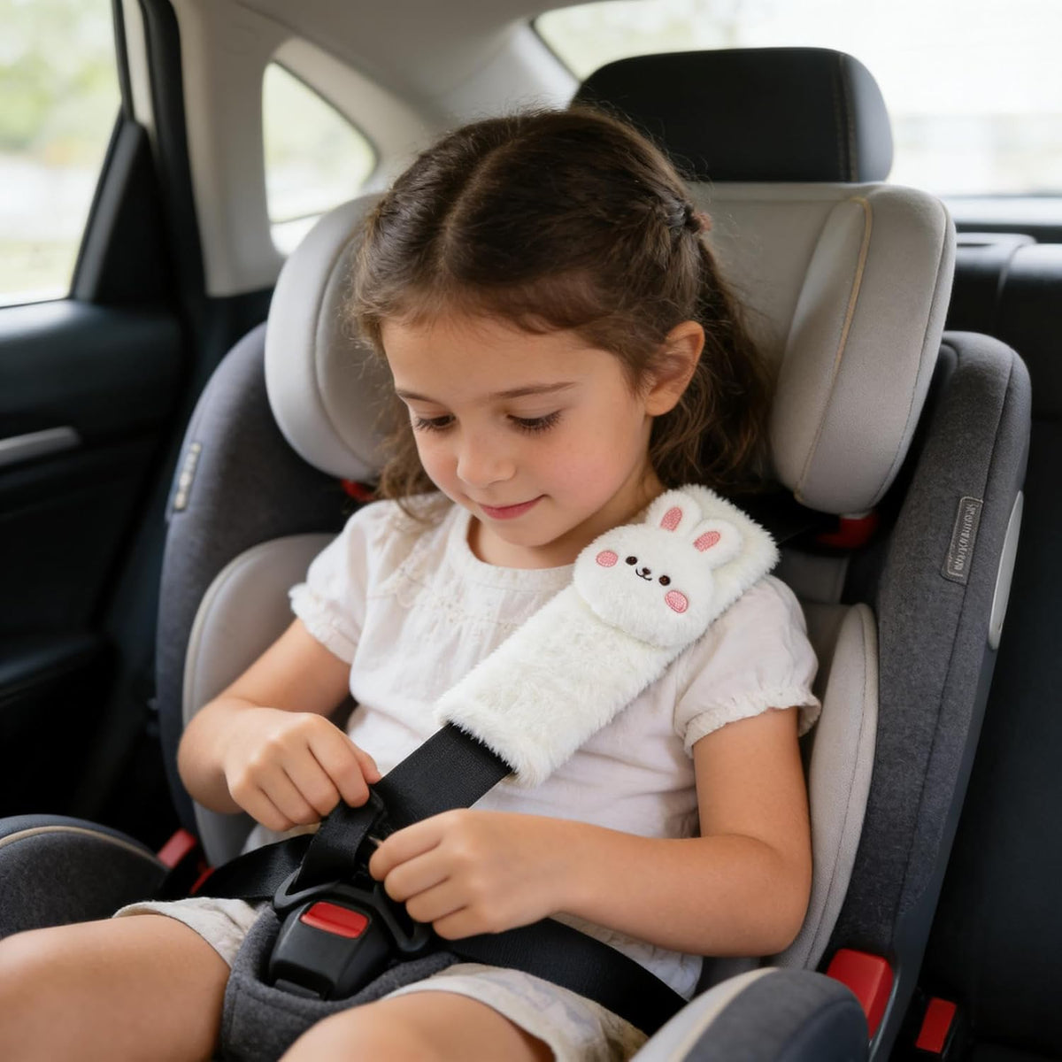 Baby Car Seat Neck Cover, Car Seat Strap Cover, Seat Belt Cushions Pads, Shoulder Strap Protectors, Reversible Pram Harness Covers in Minky Dinosaur, Baby Neck Pad Protector