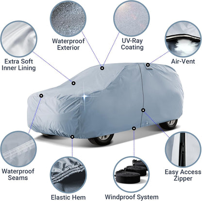 iCarCover 15-Layer Car Cover Waterproof All Weather | Premium Quality Car Covers for Automobiles, UV Protection, El Camino, Impala, Bel Air, Monte Carlo, Galaxie, Charger, Size C21 (See Size Chart) - Colors C