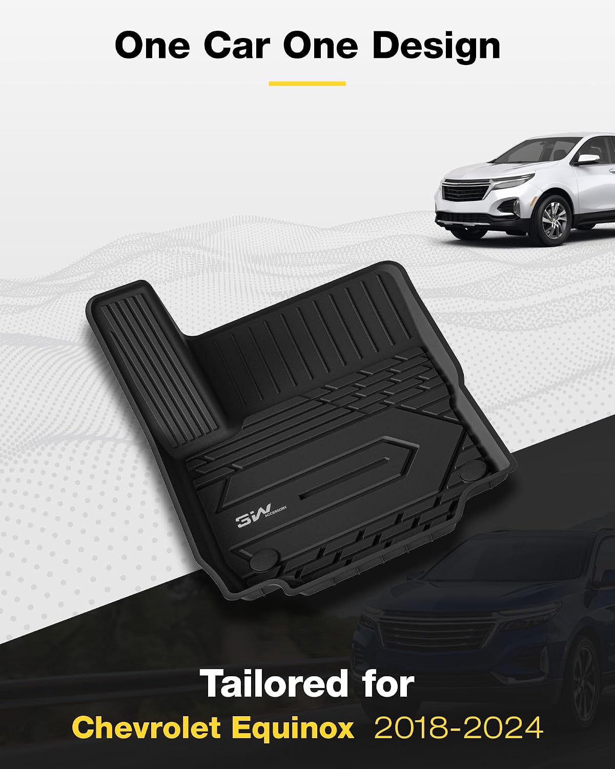 3W Floor Mats & Cargo Liner Fit for 2021 2022 2023 2024 2025 2026 Chevy Tahoe/GMC Yukon/Cadillac Escalade 7 Seat, TPE All Weather Custom Fit Car Accessories Heavy Duty Rubber Full Set Trunk Mats - Colors A