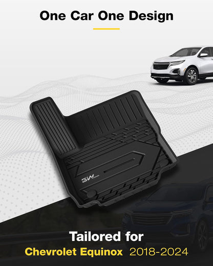 3W Floor Mats & Cargo Liner Fit for 2021 2022 2023 2024 2025 2026 Chevy Tahoe/GMC Yukon/Cadillac Escalade 7 Seat, TPE All Weather Custom Fit Car Accessories Heavy Duty Rubber Full Set Trunk Mats - Colors A