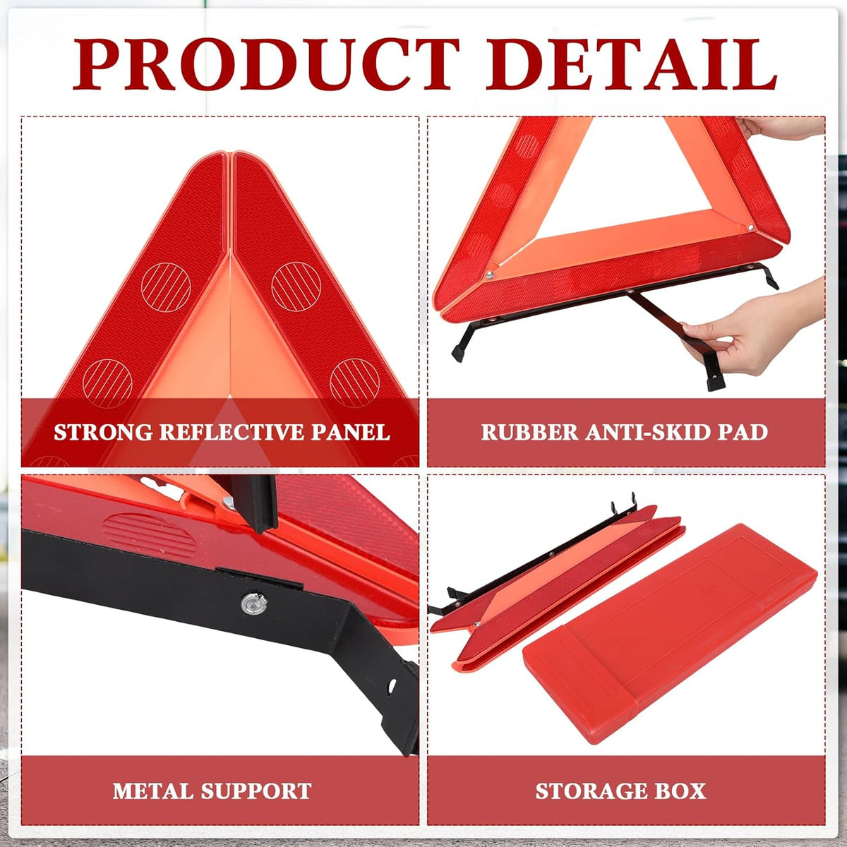 Kanayu Warning Safety Triangles for Vehicles Foldable Roadside Emergency Kit Emergency Reflective Triangles with Base and Carrying Case for Cars Trucks Breakdown(12 Pack)