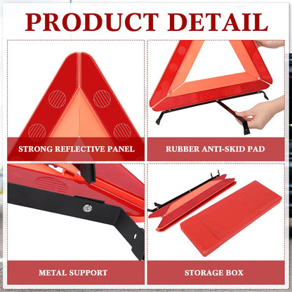 Kanayu Warning Safety Triangles for Vehicles Foldable Roadside Emergency Kit Emergency Reflective Triangles with Base and Carrying Case for Cars Trucks Breakdown(12 Pack)