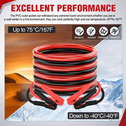 Nilight Jumper Cables for Car Battery 8 Gauge 12 FT Booster Cable Heavy Duty 250 A CCA with Carrying Bag Jump Start Emergency Kit Pickup Vans SUV Sedan Motorcycle