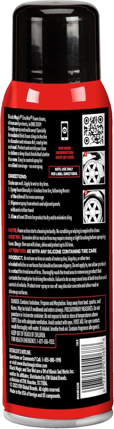 Black Magic 120228 Intense Foam Wheel & Tire Cleaner, High-Foaming Formula for Deep Cleaning, Removes Dirt, Grime & Brake Dust – Safe on All Wheels, 22 Fl Oz