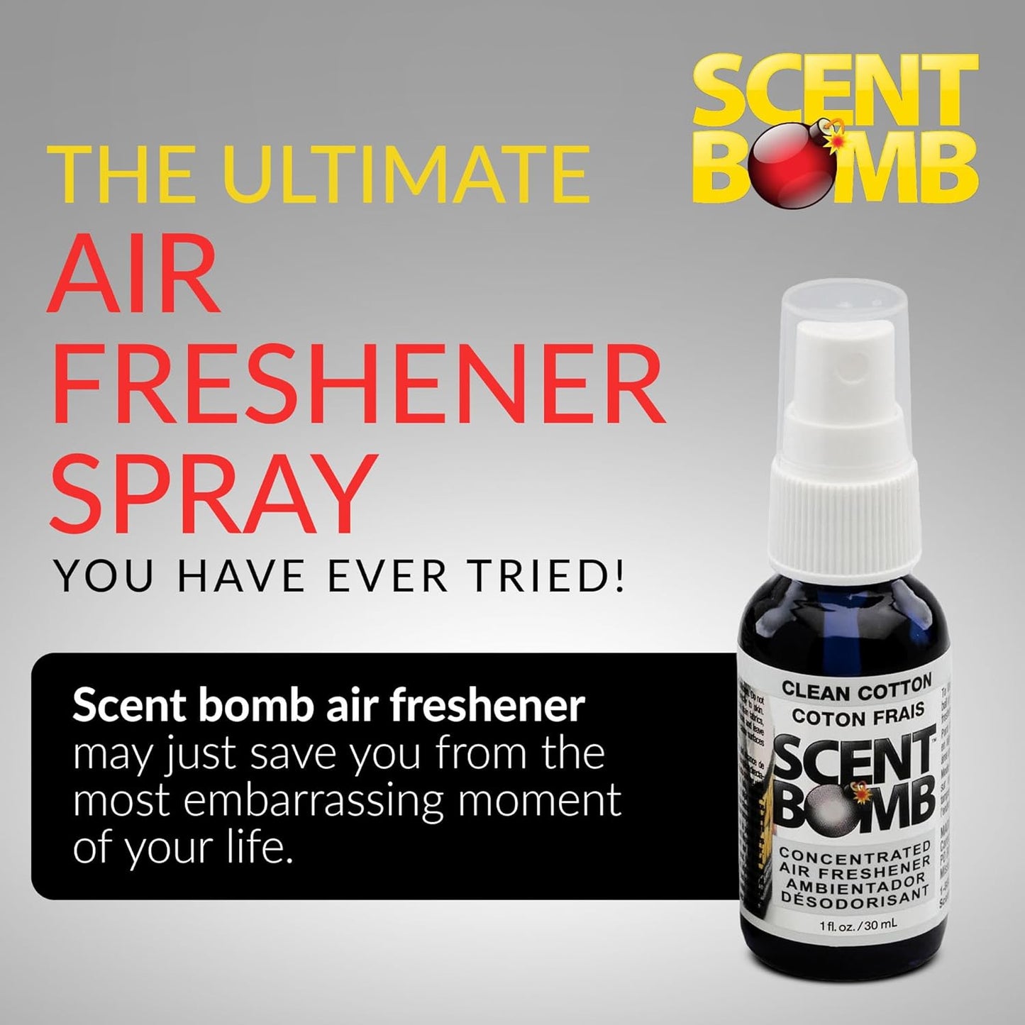 Scent Bomb Air Freshener Spray, Long-Lasting Odor Eliminator - Effective Deodorizer for Home & Car, Fresh Room Spray for Kitchen, Bathroom & Smell Neutralizer - 1 oz Pack of 4, Black Cherry Scent