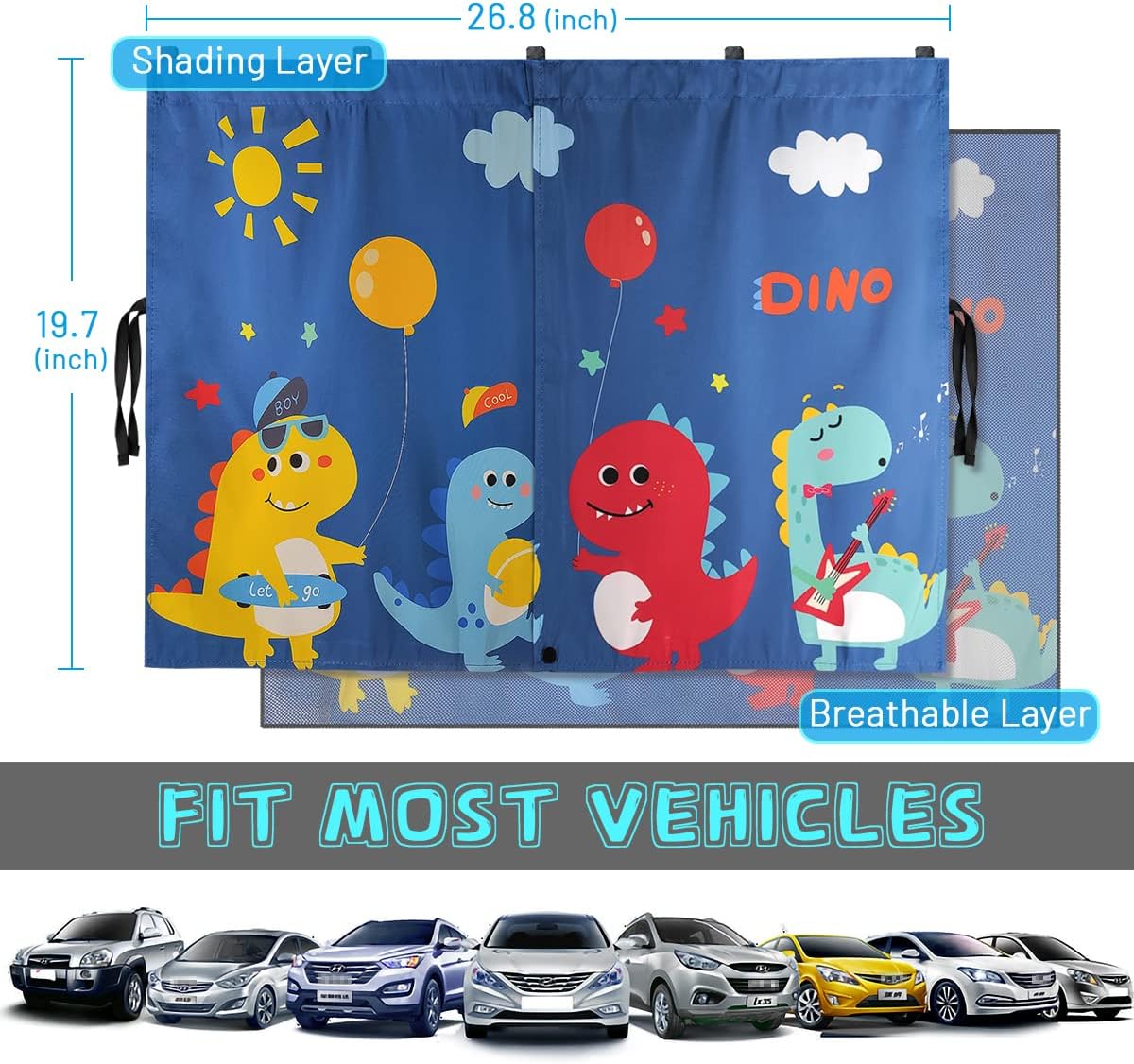 Car Window Shades, 2 PCS Magnetic Double Layer Auto Sun Shade for Side Windows Privacy Full Covers/Half Shade Options Back Car Window Curtains for Baby Protection