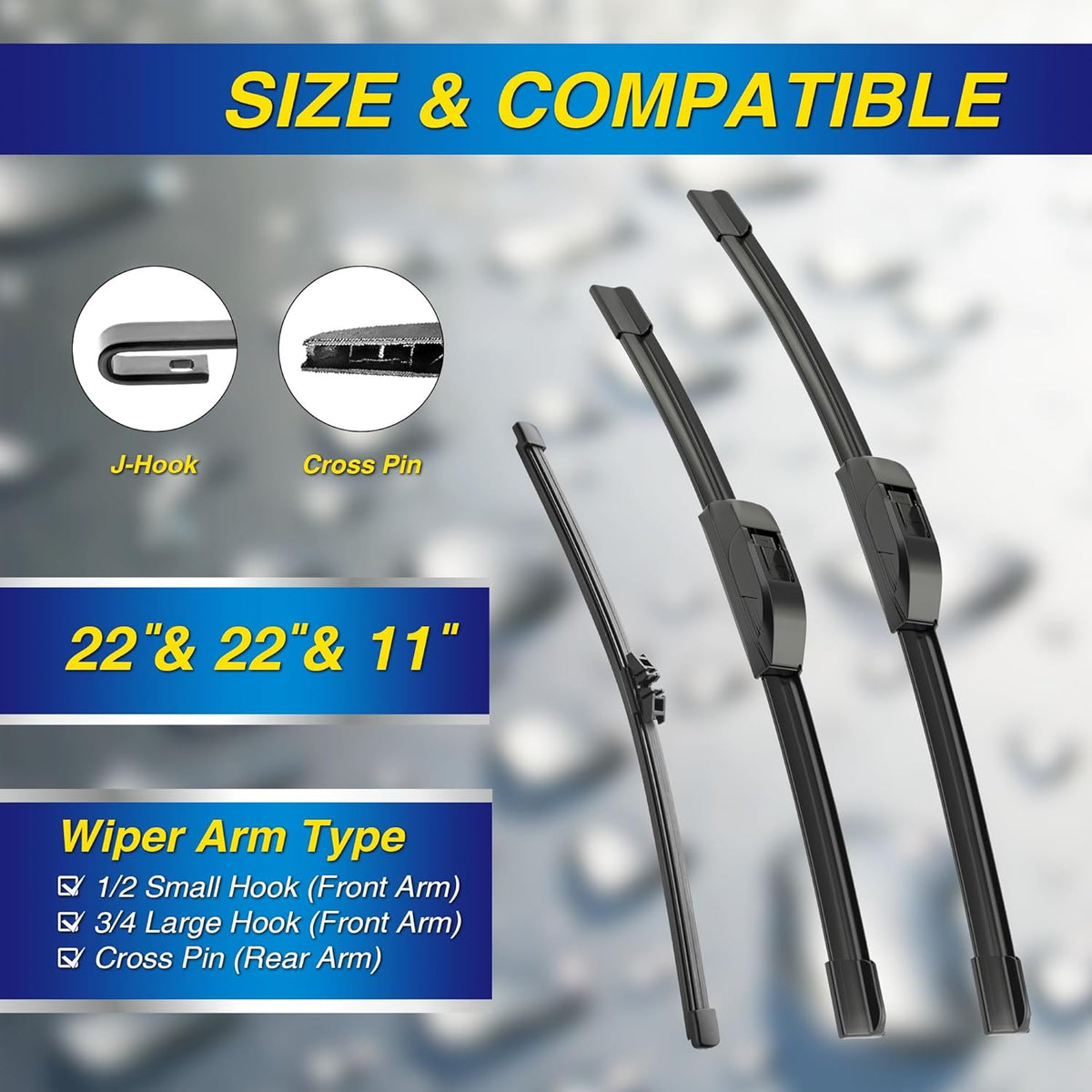 5 PLUS® Silicone Windshield Wipers Replacement for 2007-2014 Ford edge, 2007-2015 Lincoln MKX Wiper Blades(Set of 3),Automotive Replacement Windshield Wiper Blades For My Car-26"/20"/14" - Colors B
