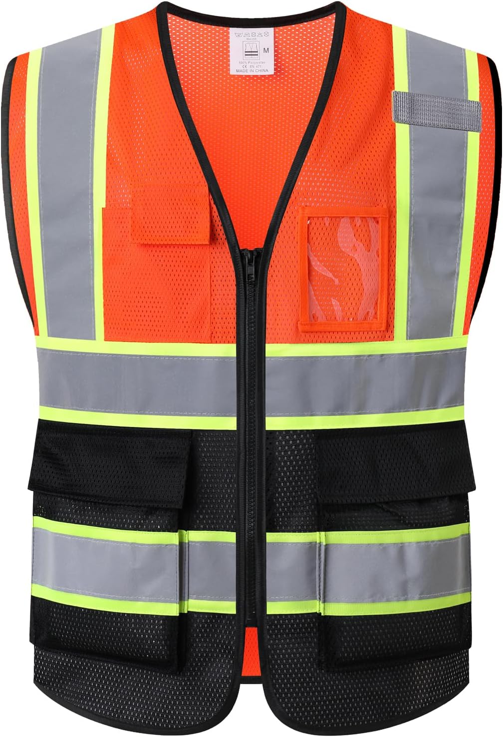 Reflective Mesh Safety Vest for Men Women with 5 Pockets and Zipper Front High Visibility Mesh Vest Hi Vis Construction Work Vest,Meets ANSI/ISEA Standards(EK175-Yellow-L)