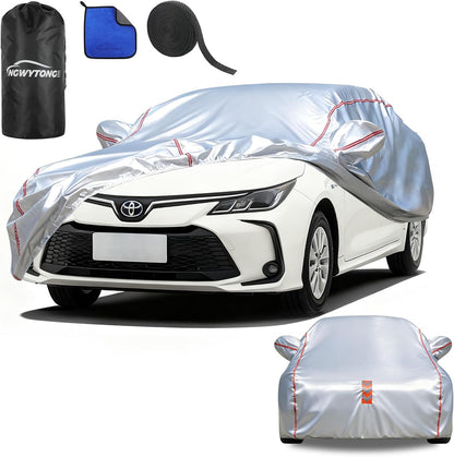 Car Cover for Sedan, Waterproof All Weather Heavy Duty, 360° Underbody Wrap Windproof Design, Quick Install Outdoor Vehicle Cover, Fits 186-193 in