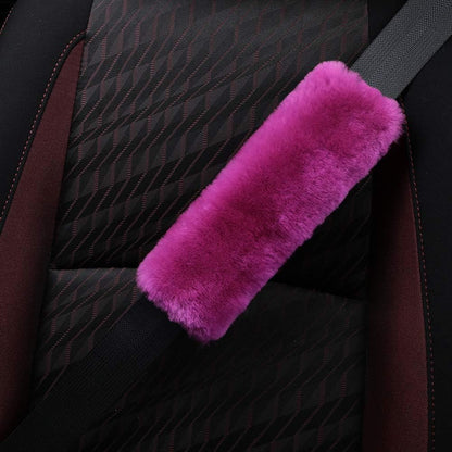 OGLAND Authentic Sheepskin Car Seat Belt Pad,2 Pack Soft Seat Belt Cover for Shoulder Pad Neck Cushion Protector Car Accessories by Genuine Natural Merino Wool (Misty Gray) - Colors A
